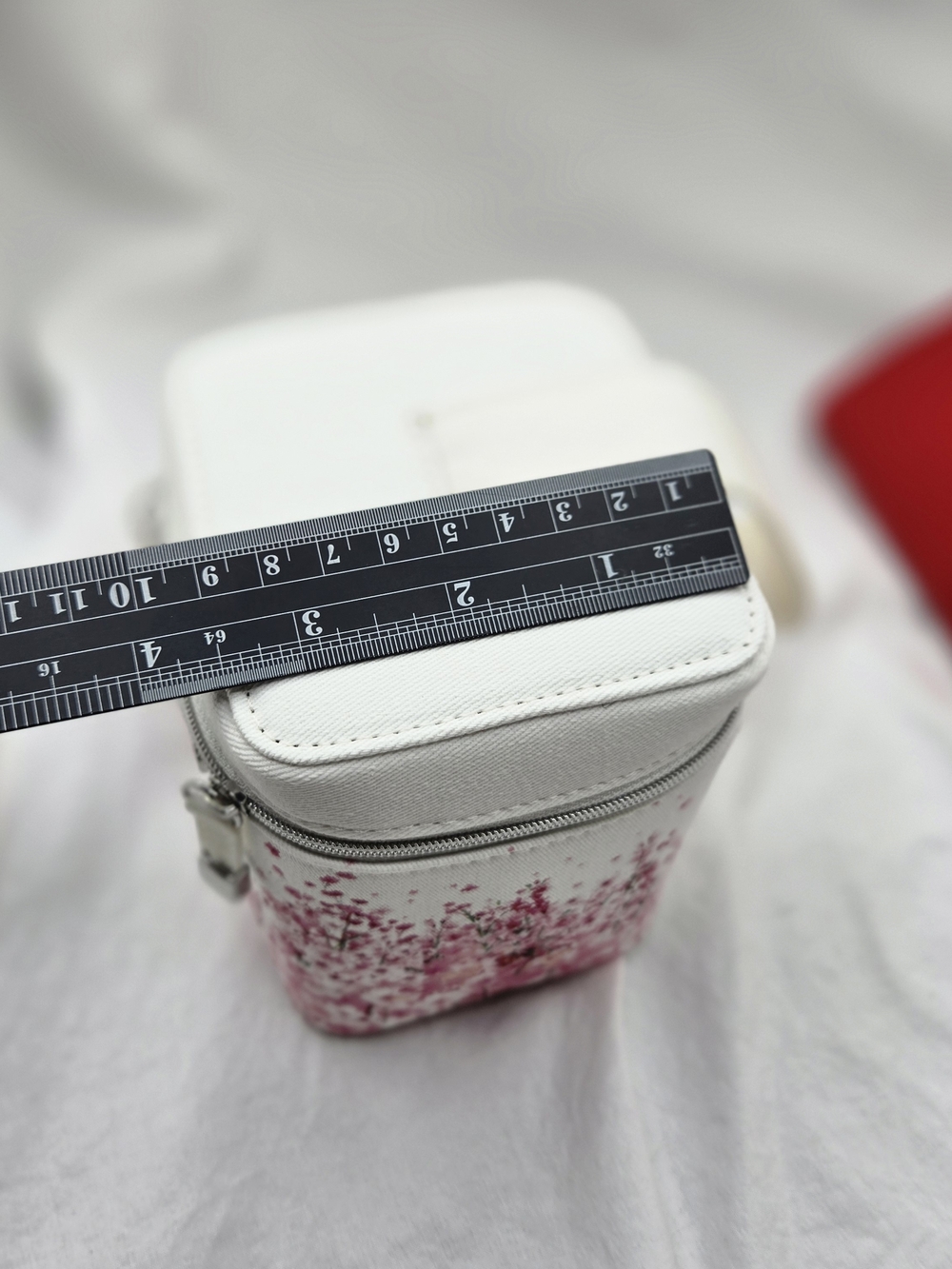Dior White & Pink Floral Vanity Pouch and Red Cosmetic Clutch Set - Picture 12 of 14